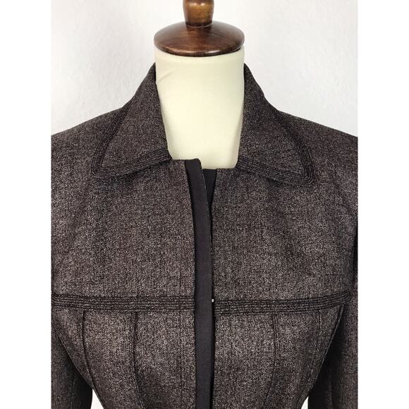 Albert Nipon Belted Single Breast Jacket Tweed - Picture 2 of 10